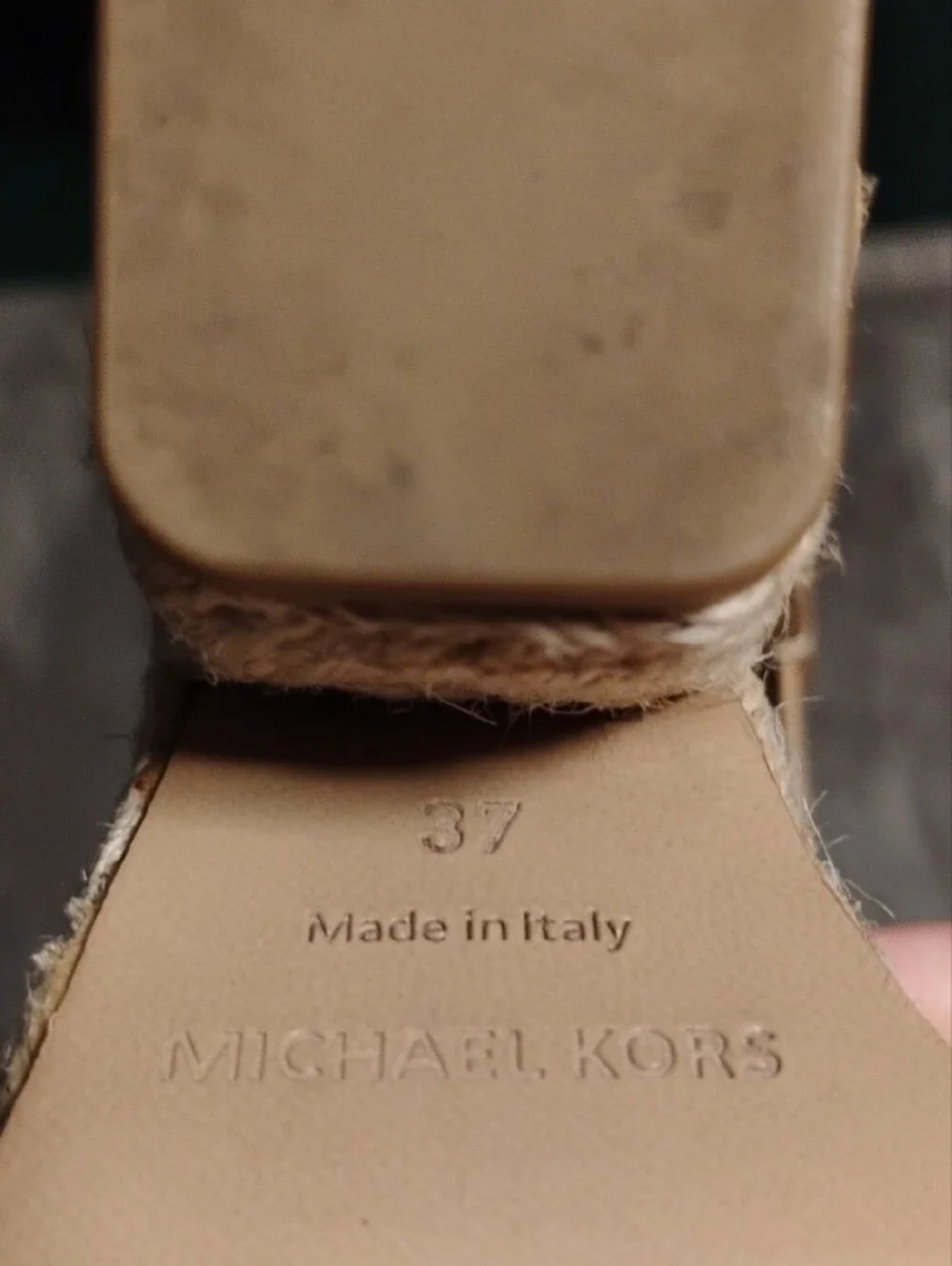 Michael Kors Tan Leather Espadrille Wedge Sandals